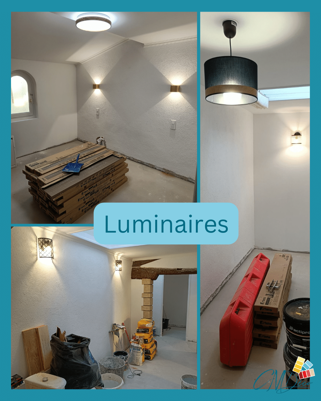 Luminaires posés dans les pièces de l'appartement rénové